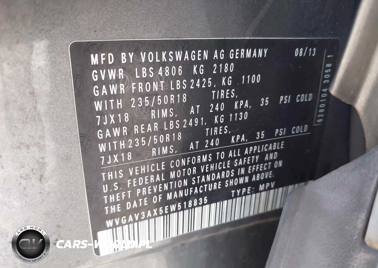 2014 Volkswagen Tiguan Se VIN:WVGAV3AX5EW518835 - 9
