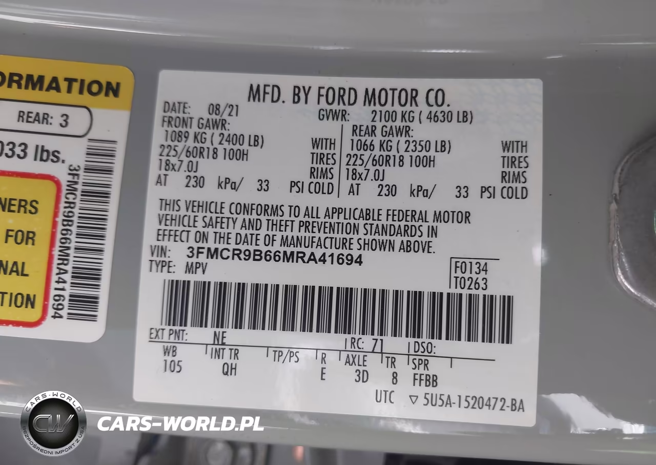 2021 Ford Bronco Sport Big Bend VIN:3FMCR9B66MRA41694 - 9