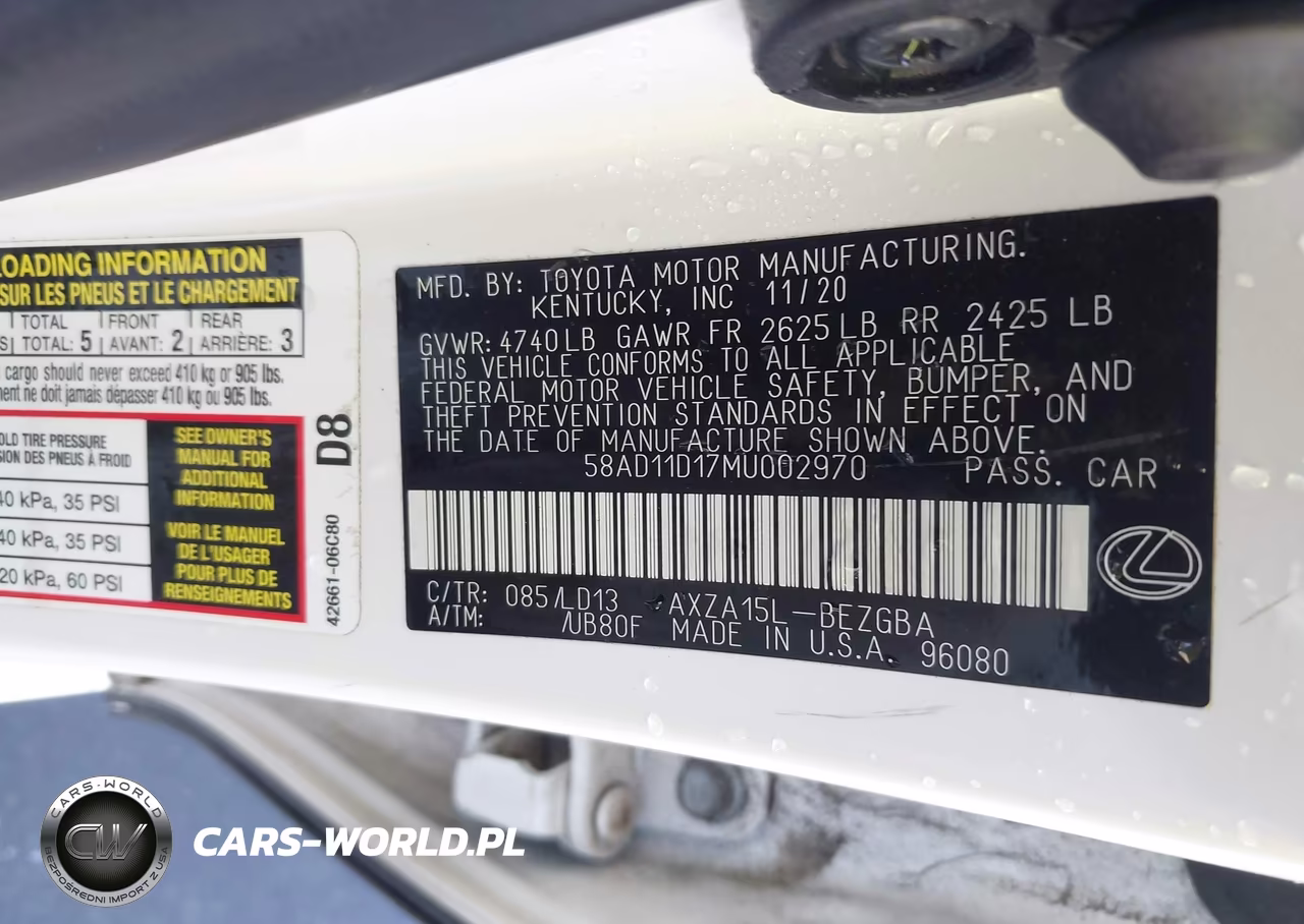2021 Lexus Es 250 VIN:58AD11D17MU002970 - 9