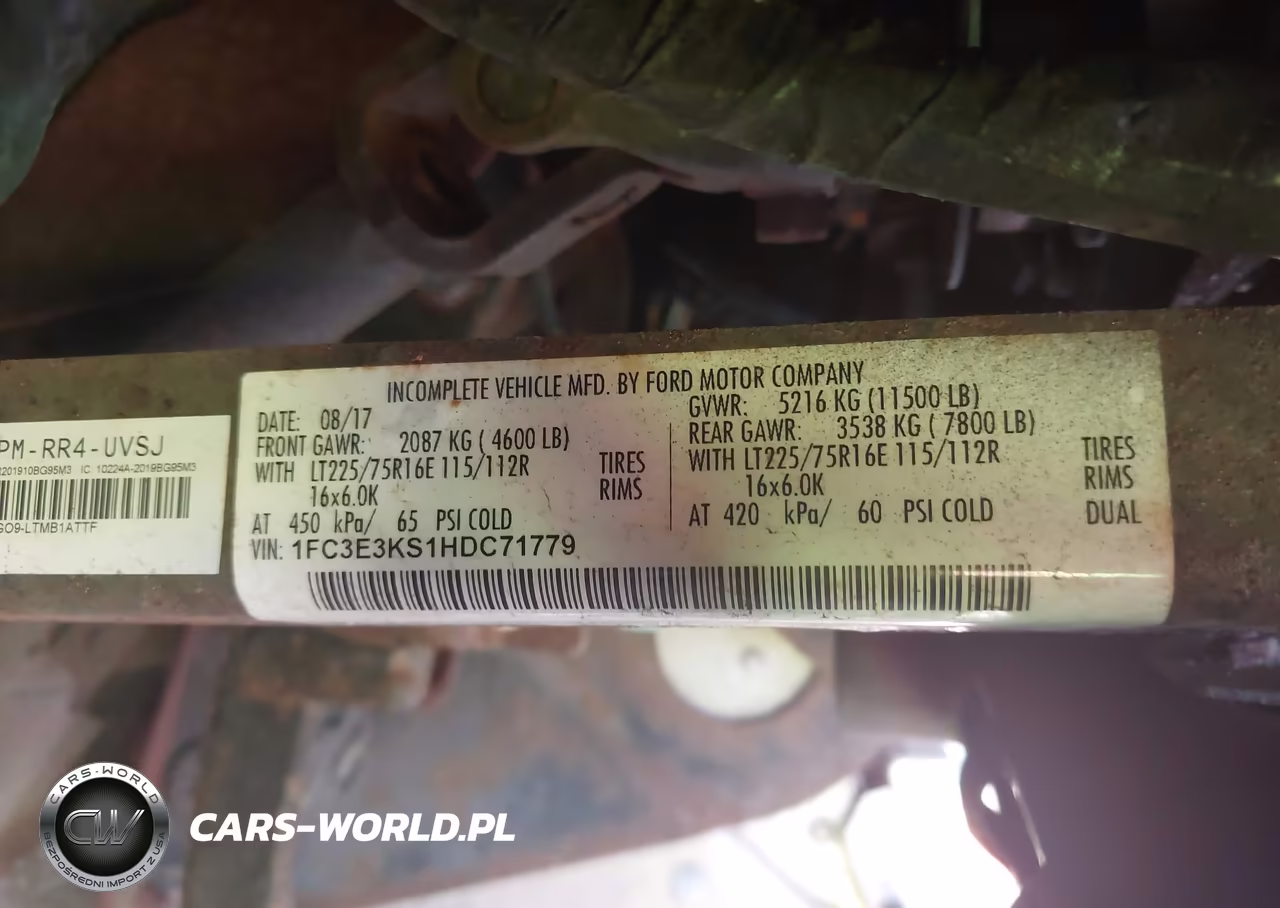 2017 Ford E-350 Stripped VIN:1FC3E3KS1HDC71779 - 9