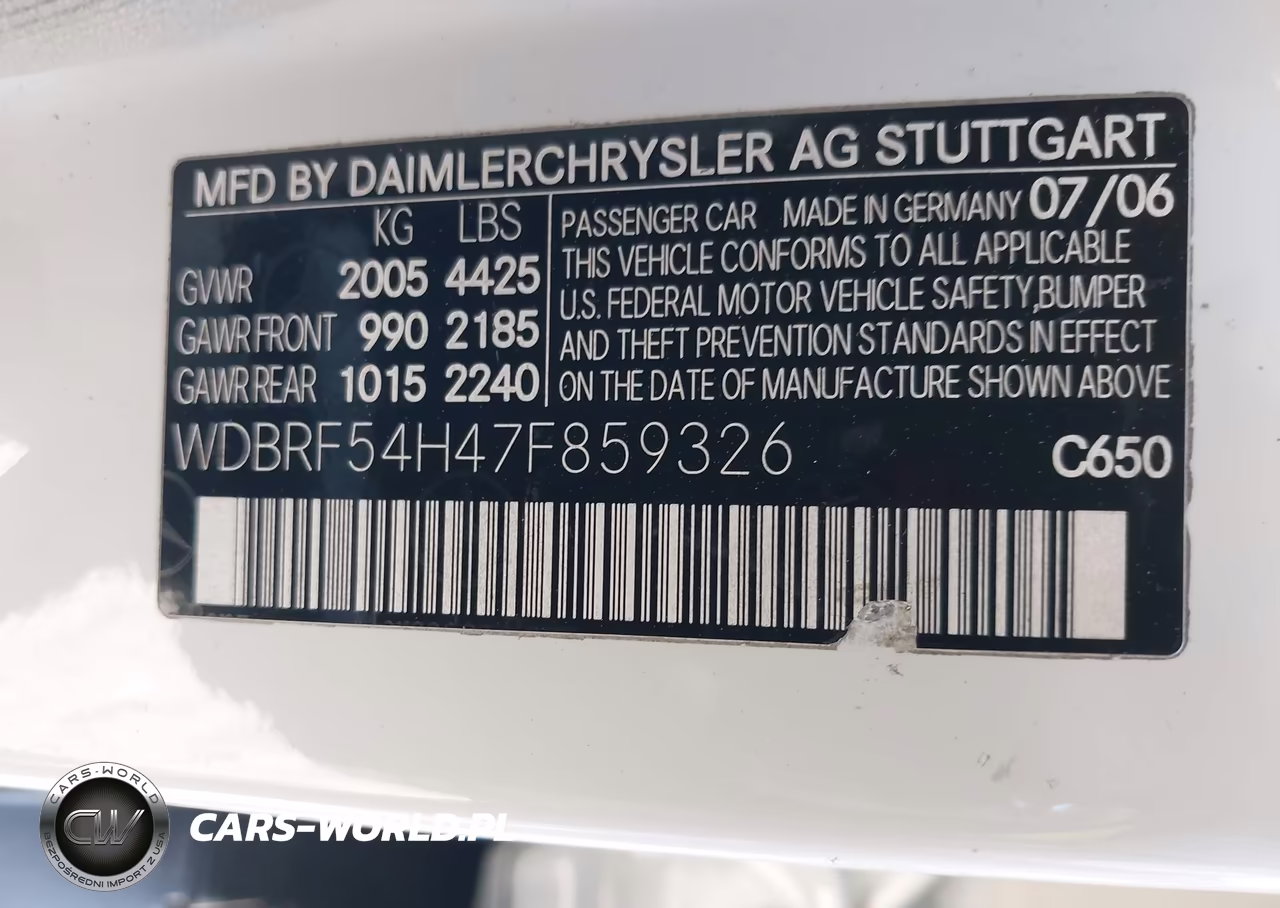2007 Mercedes-Benz C 280 Luxury VIN:WDBRF54H47F859326 - 9