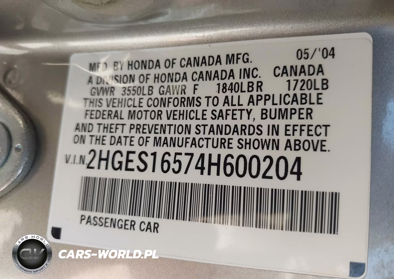 2004 Honda Civic Lx VIN:2HGES16574H600204 - 9