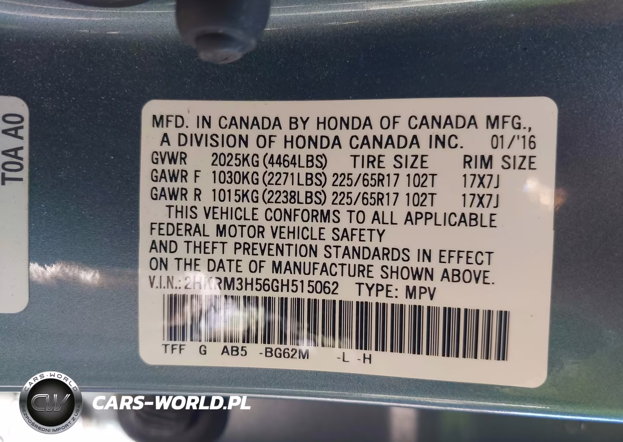 2016 Honda Cr-V Ex VIN:2HKRM3H56GH515062 - 9