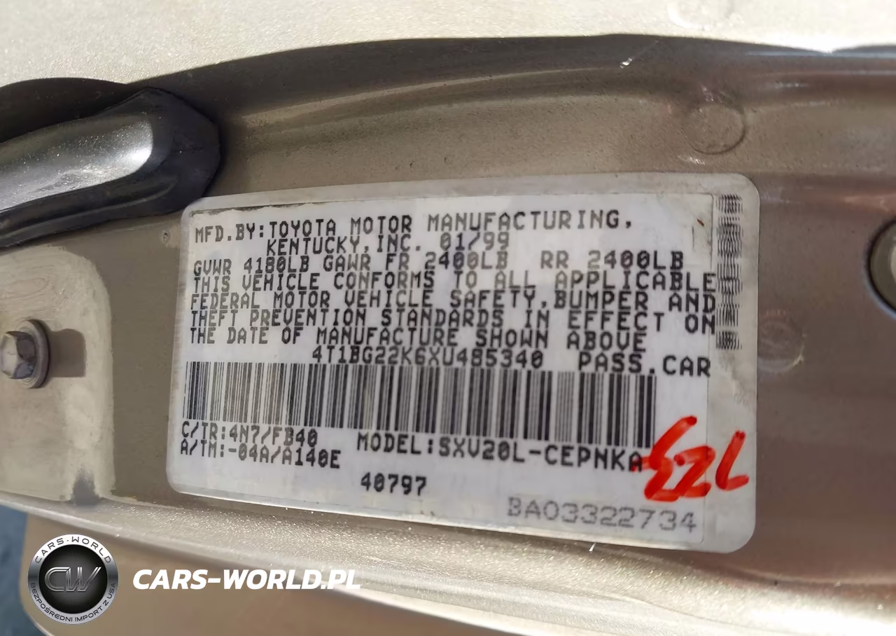 1999 Toyota Camry Le VIN:4T1BG22K6XU485340 - 9