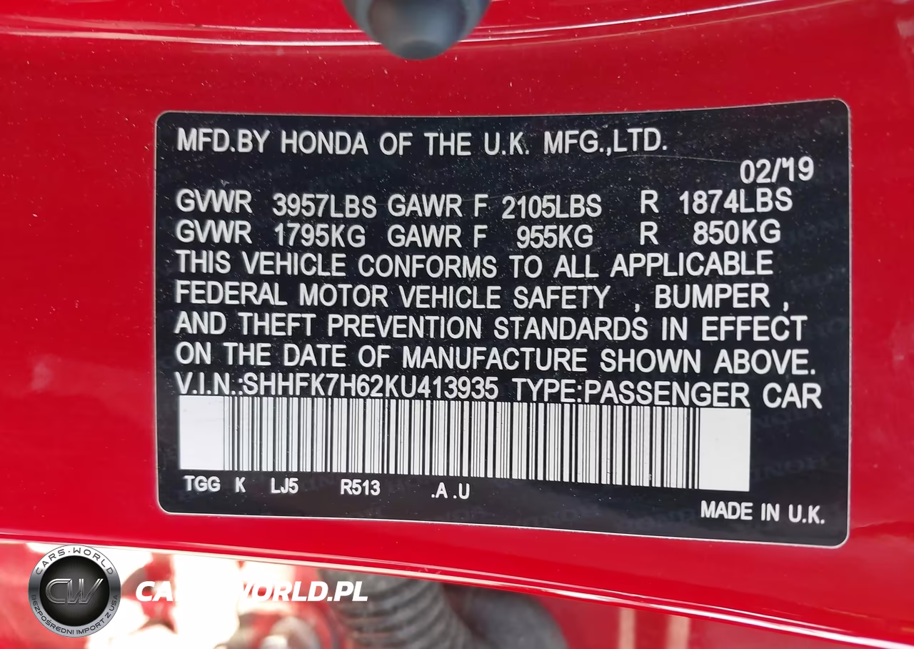 2019 Honda Civic Ex VIN:SHHFK7H62KU413935 - 9