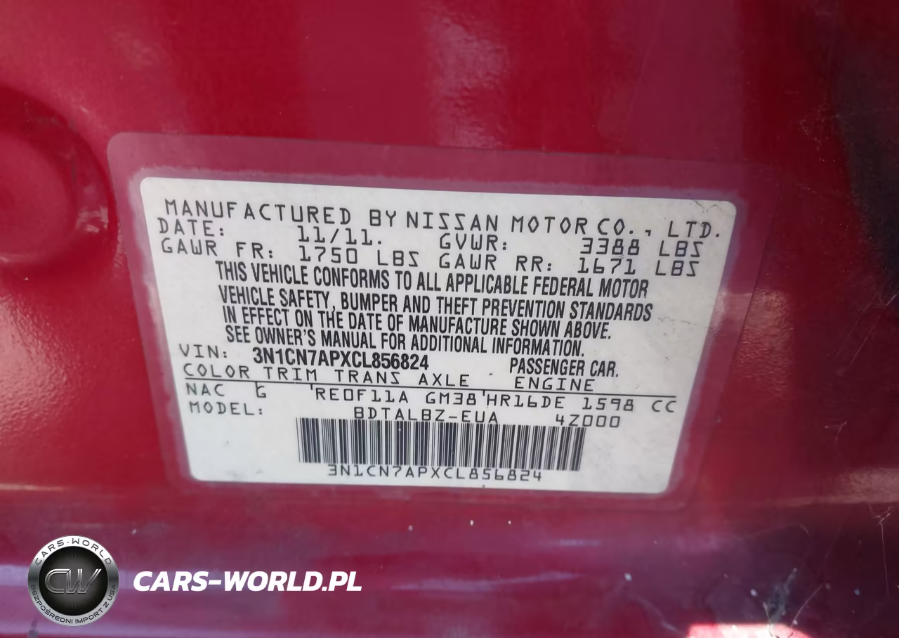 2012 Nissan Versa 1.6 Sv VIN:3N1CN7APXCL856824 - 9