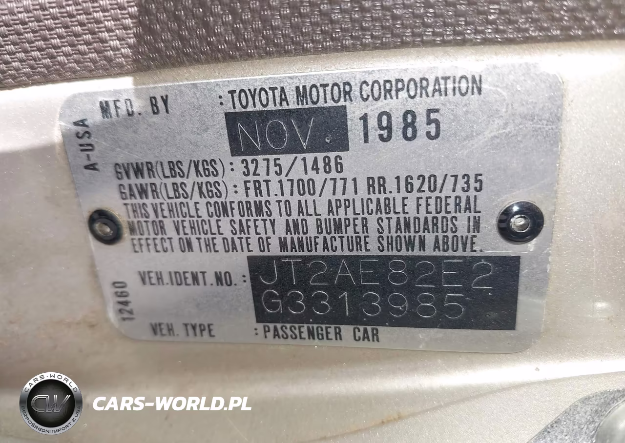 1986 Toyota Corolla Dlx VIN:JT2AE82E2G3313985 - 9