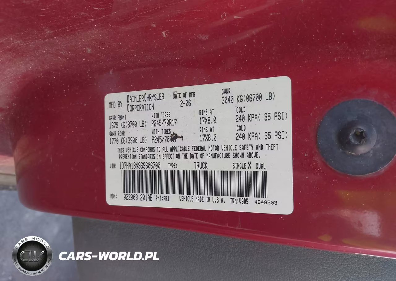 2006 Dodge Ram 1500 Slt VIN:1D7HA18N96S606700 - 9