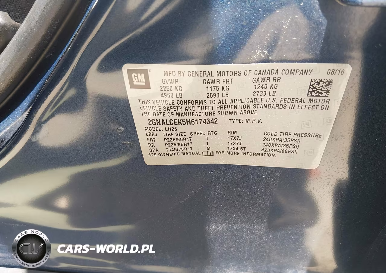 2017 Chevrolet Equinox Lt VIN:2GNALCEK5H6174342 - 9