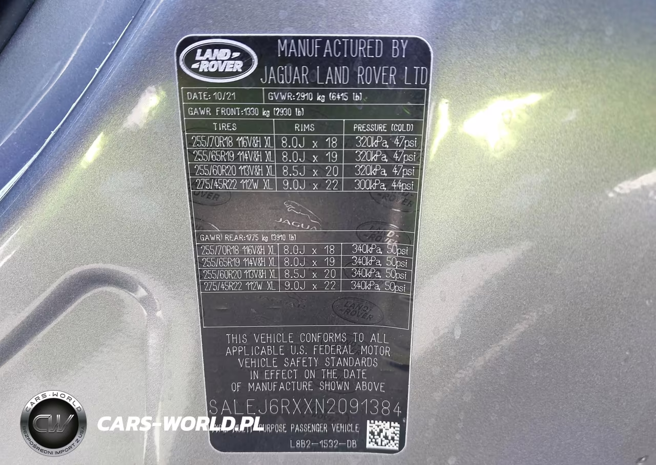 2022 Land Rover Defender 90 S VIN:SALEJ6RXXN2091384 - 9