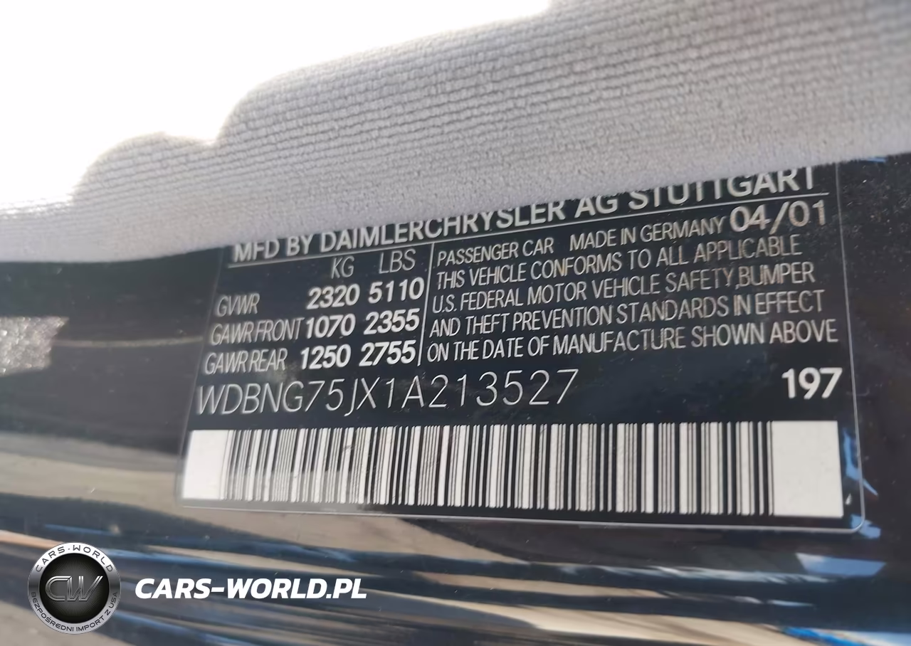 2001 Mercedes-Benz S 500 VIN:WDBNG75JX1A213527 - 9
