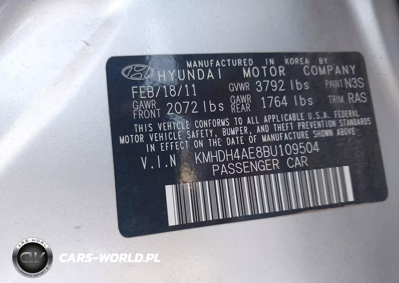 2011 Hyundai Elantra Gls (Ulsan Plant) VIN:KMHDH4AE8BU109504 - 9