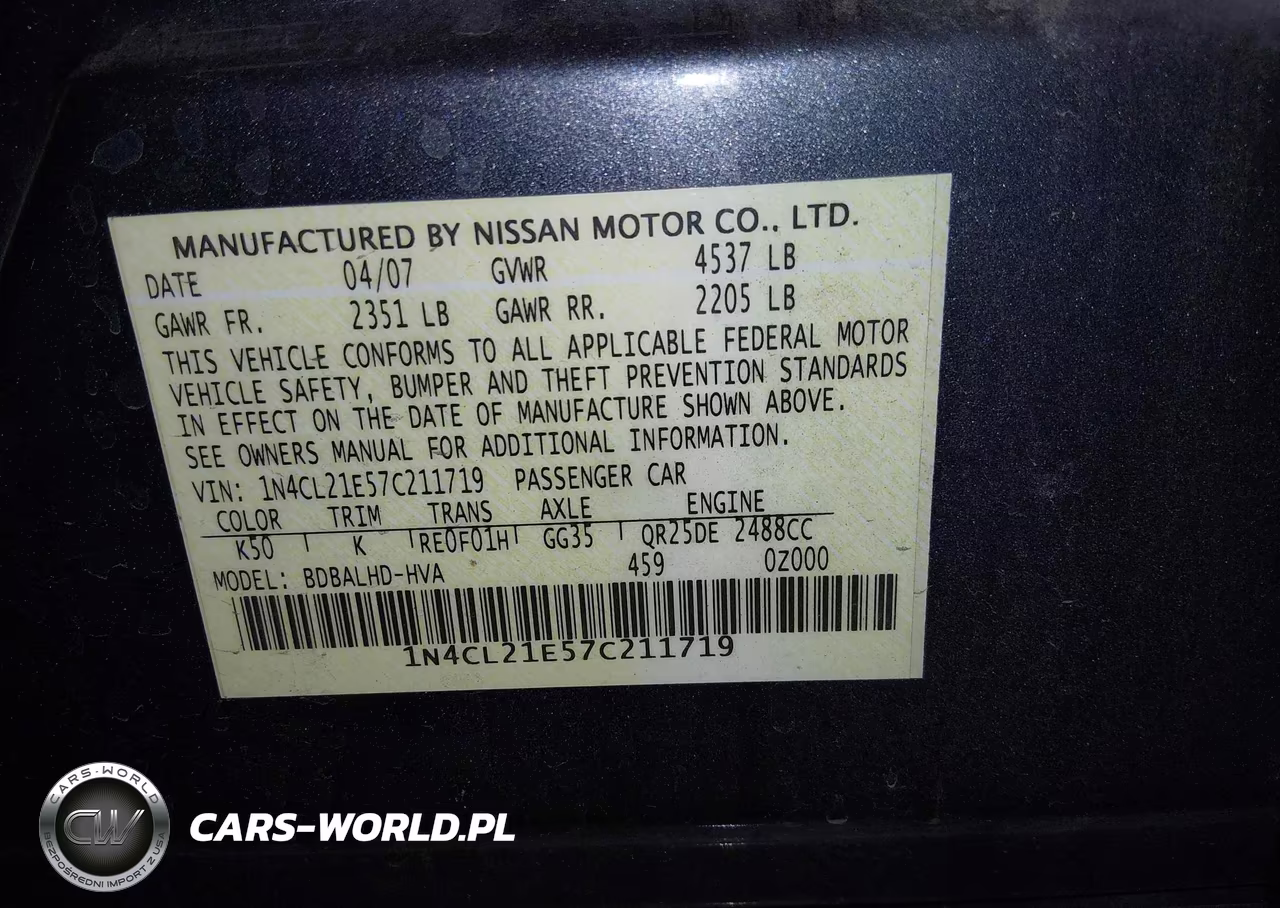 2007 Nissan Altima Hybrid VIN:1N4CL21E57C211719 - 9