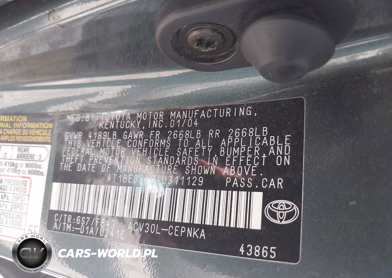 2004 Toyota Camry Le VIN:4T1BE32K84U311129 - 9