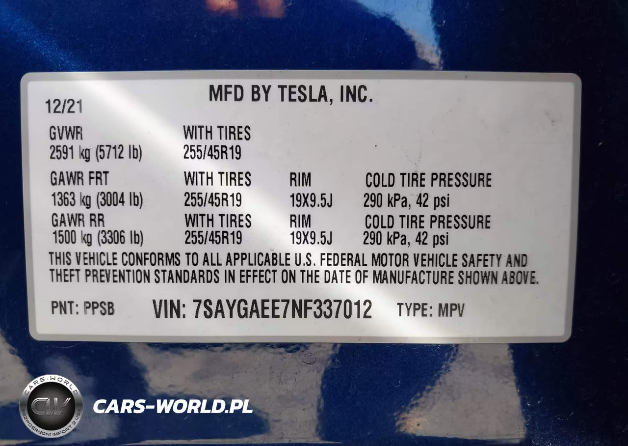 2022 Tesla Model Y Long Range Dual Motor All-Wheel Drive VIN:7SAYGAEE7NF337012 - 9