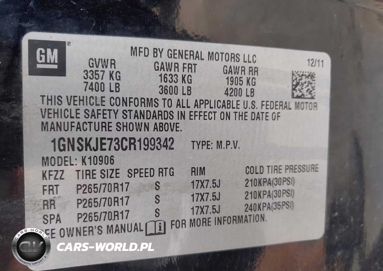 2012 Chevrolet Suburban Lt VIN:1GNSKJE73CR199342 - 9