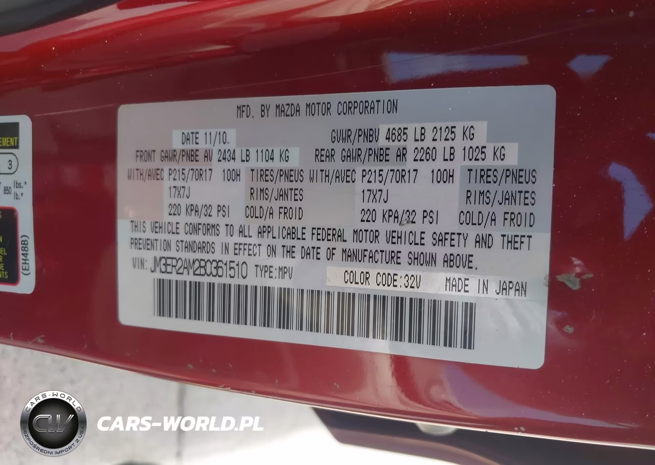 2011 Mazda Cx-7 I Sv VIN:JM3ER2AM2B0361510 - 9