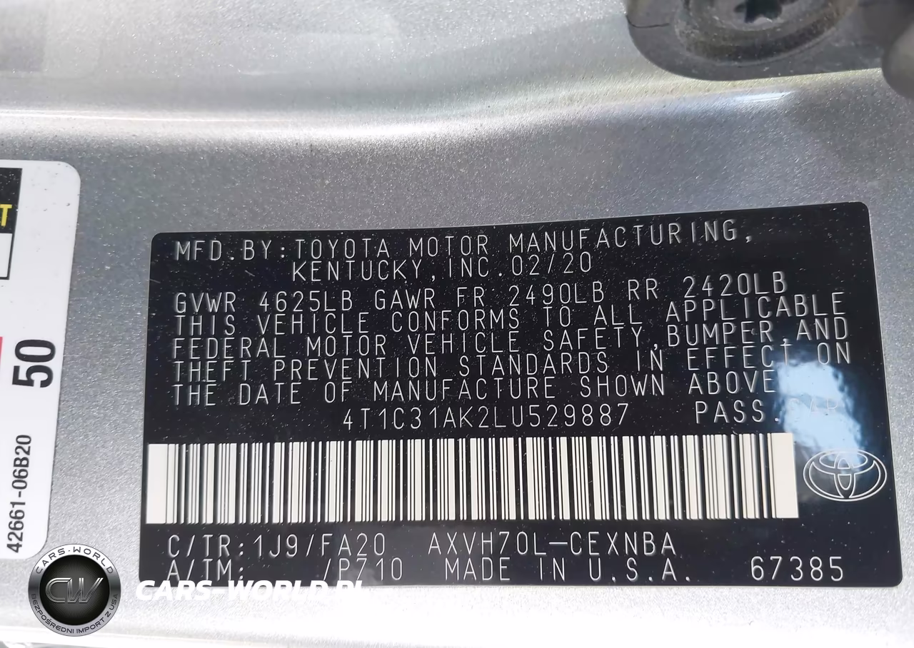 2020 Toyota Camry Le Hybrid VIN:4T1C31AK2LU529887 - 9