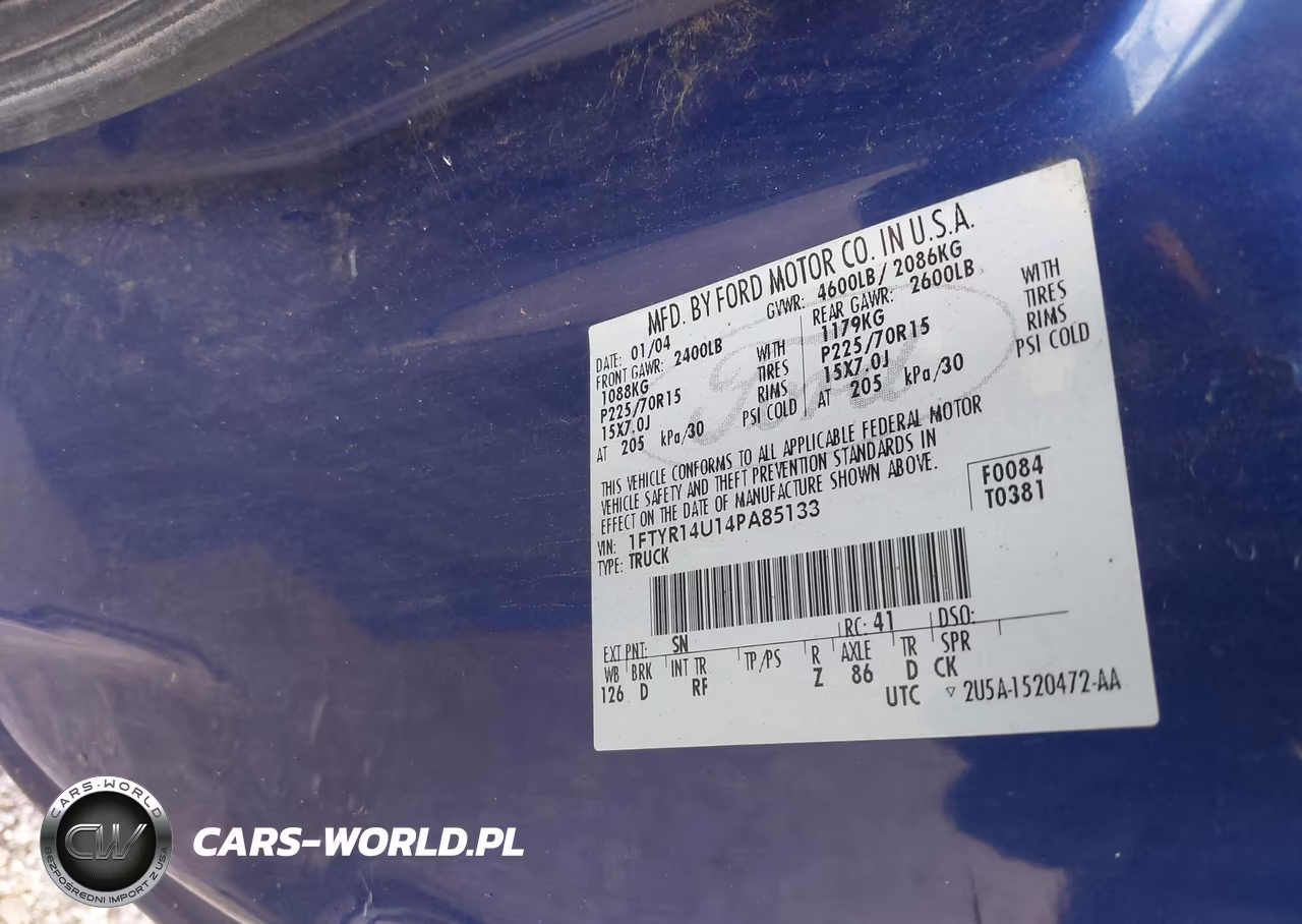 2004 Ford Ranger Edge-Tremor-Xl-Xlt VIN:1FTYR14U14PA85133 - 9