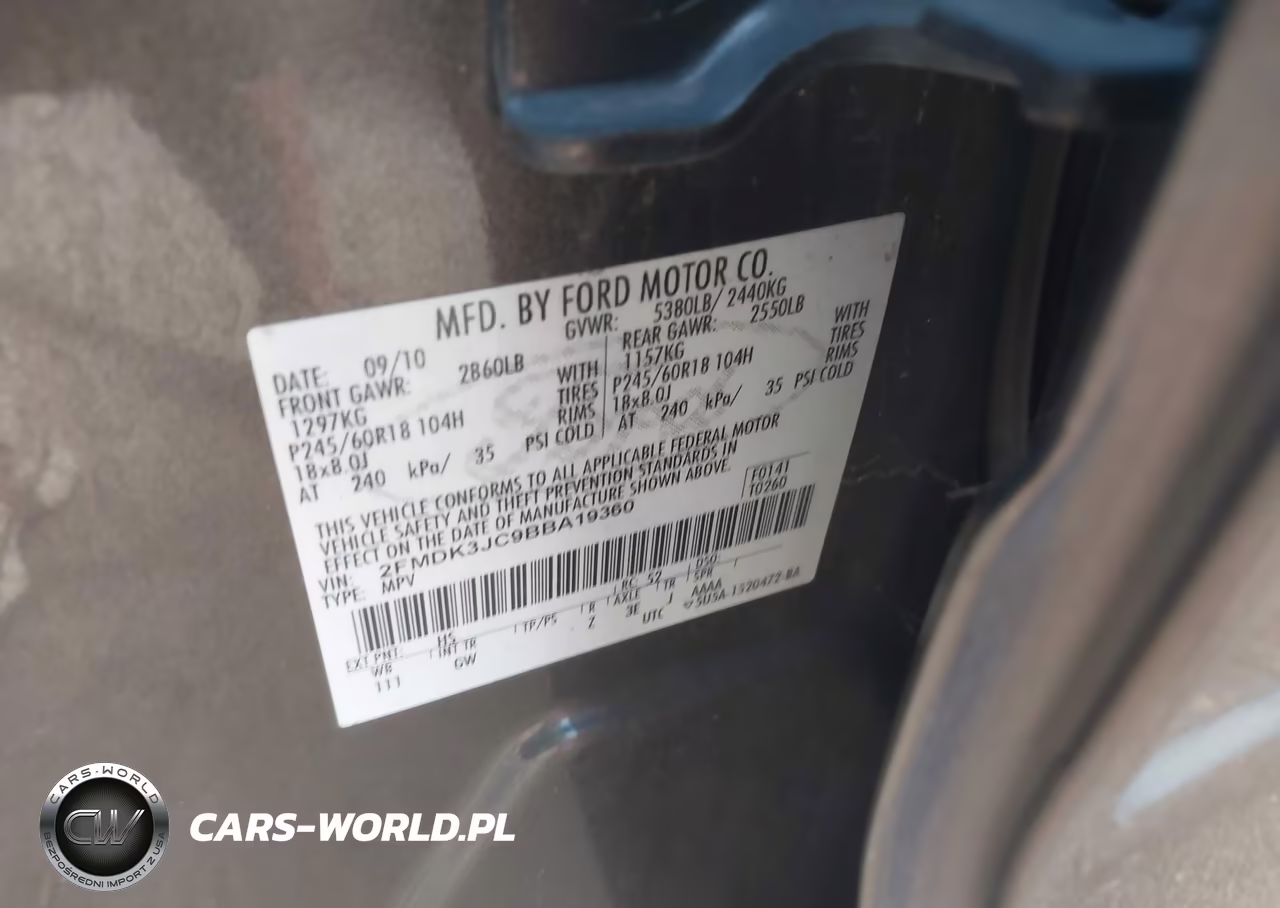 2011 Ford Edge Sel VIN:2FMDK3JC9BBA19360 - 9