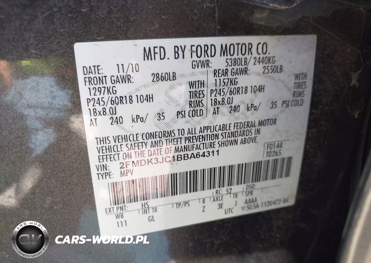 2011 Ford Edge Sel VIN:2FMDK3JC1BBA64311 - 9