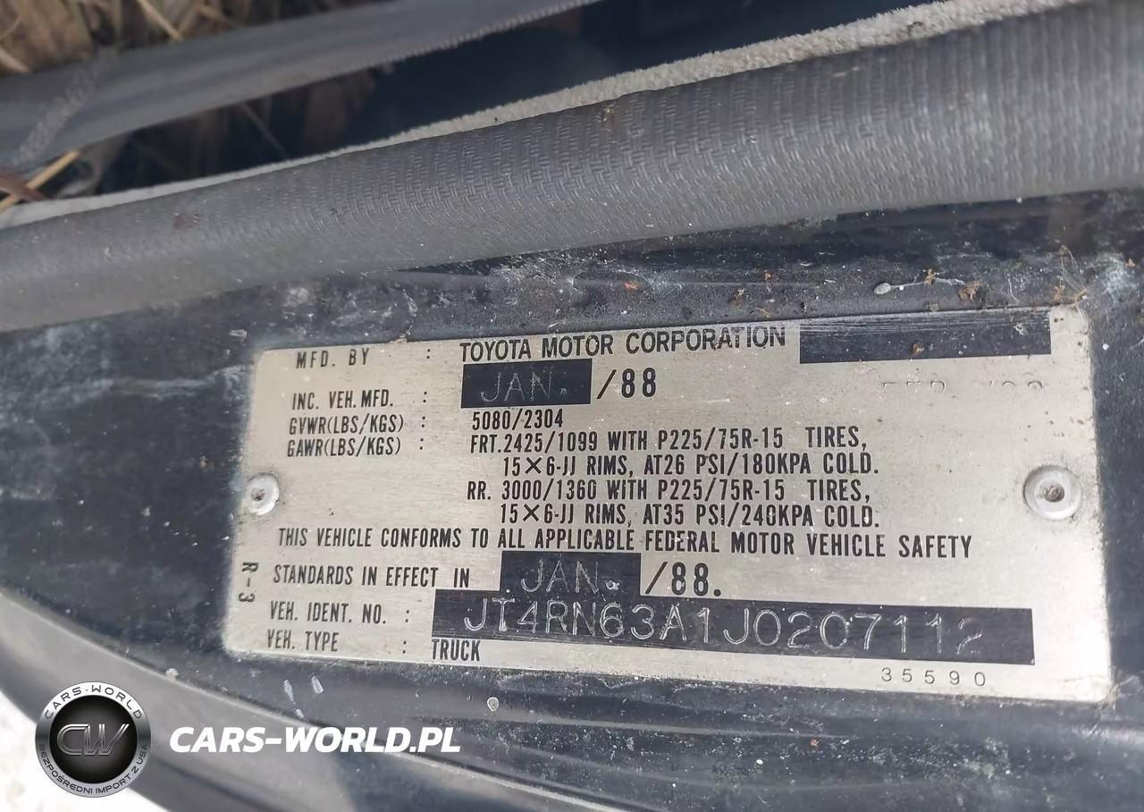 1988 Toyota Pickup Rn63 Std VIN:JT4RN63A1J0207112 - 9