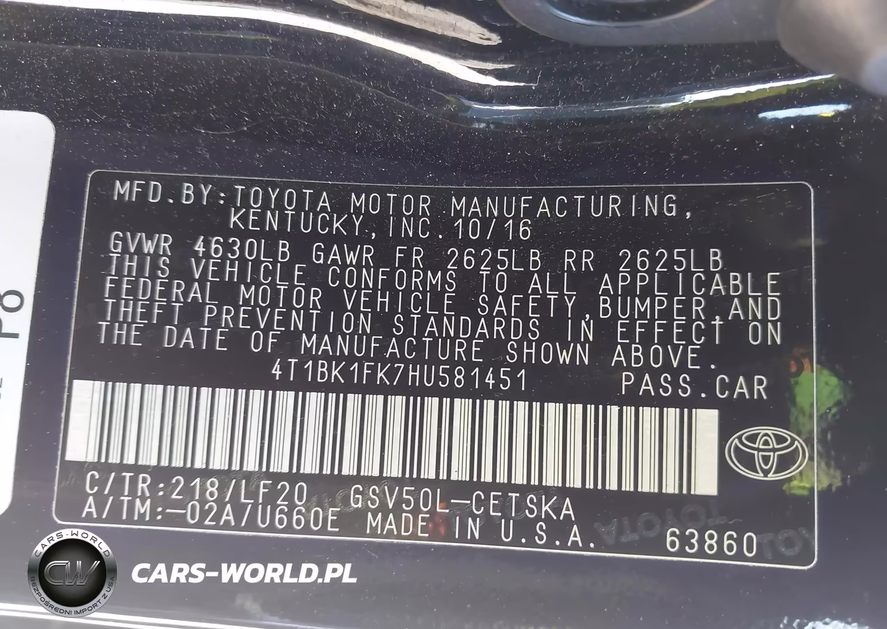 2017 Toyota Camry Xse V6 VIN:4T1BK1FK7HU581451 - 9