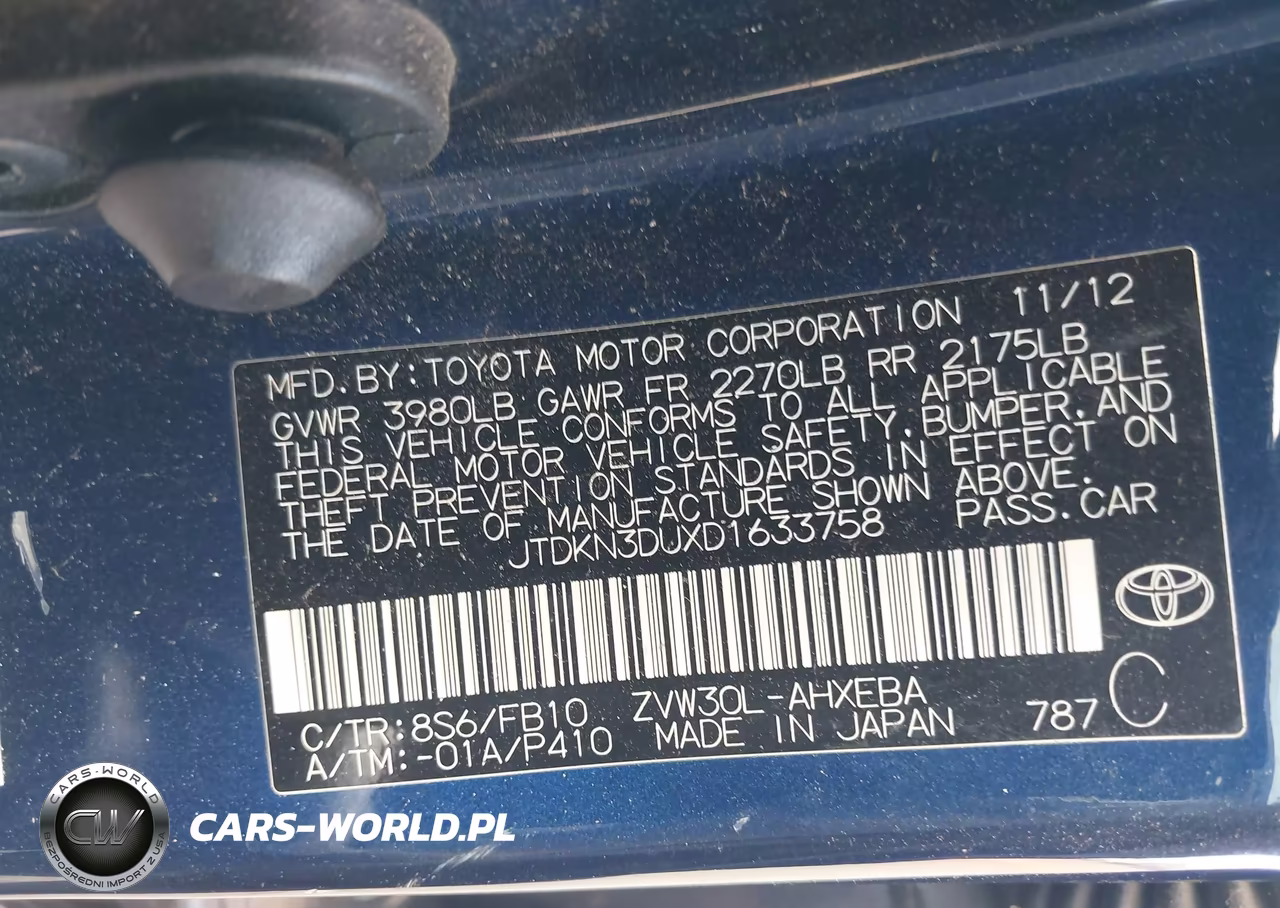 2013 Toyota Prius Two VIN:JTDKN3DUXD1633758 - 9