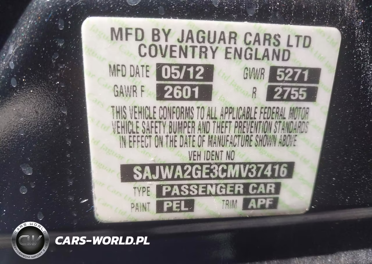 2012 Jaguar Xj (A6) VIN:SAJWA2GE3CMV37416 - 9