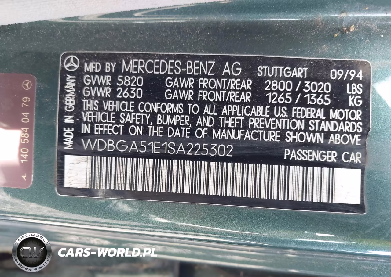 1995 Mercedes-Benz S 500 VIN:WDBGA51E1SA225302 - 9