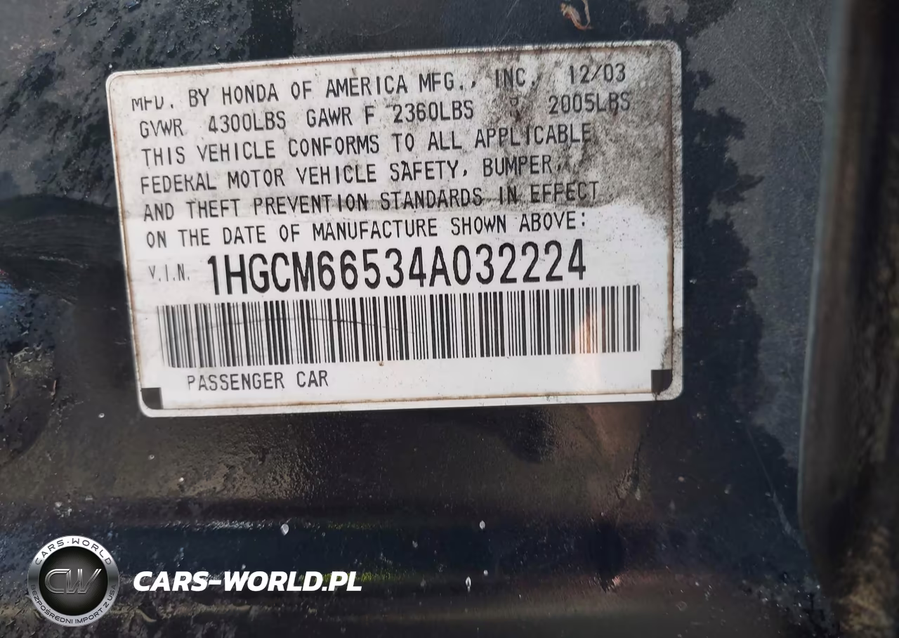 2004 Honda Accord 3.0 Ex VIN:1HGCM66534A032224 - 9