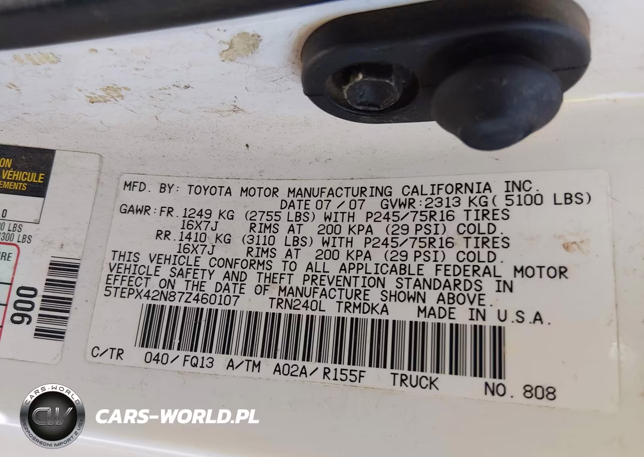 2007 Toyota Tacoma VIN:5TEPX42N87Z460107 - 8