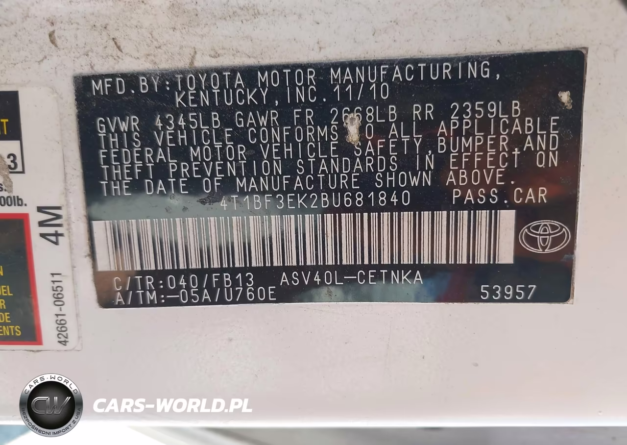 2011 Toyota Camry Le VIN:4T1BF3EK2BU681840 - 9