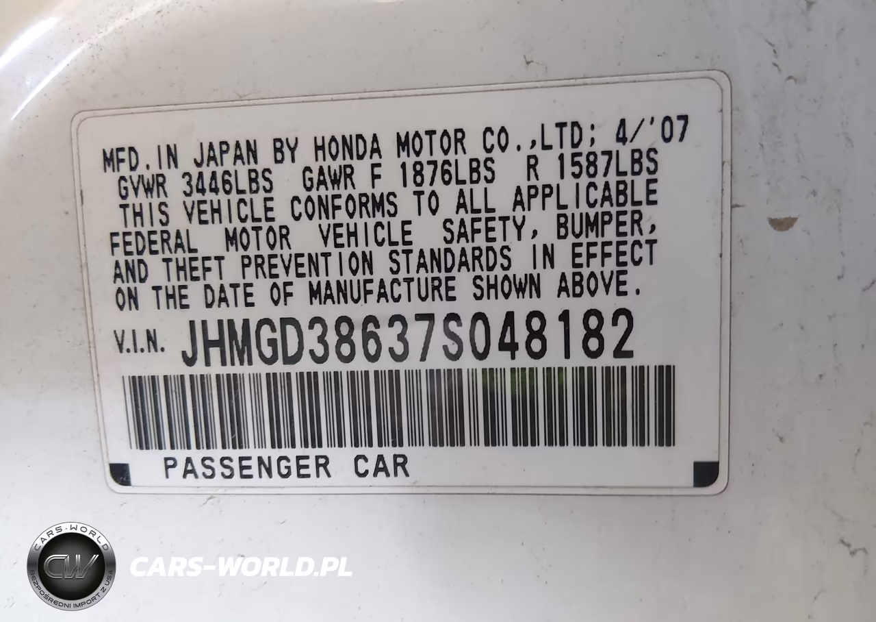 2007 Honda Fit Sport VIN:JHMGD38637S048182 - 9