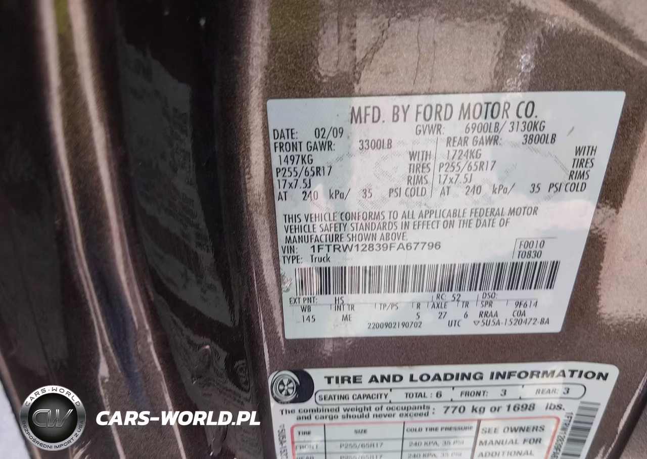 2009 Ford F-150 Xl-Xlt VIN:1FTRW12839FA67796 - 9