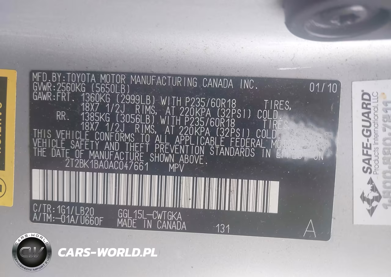 2010 Lexus Rx 350 VIN:2T2BK1BA0AC047661 - 9
