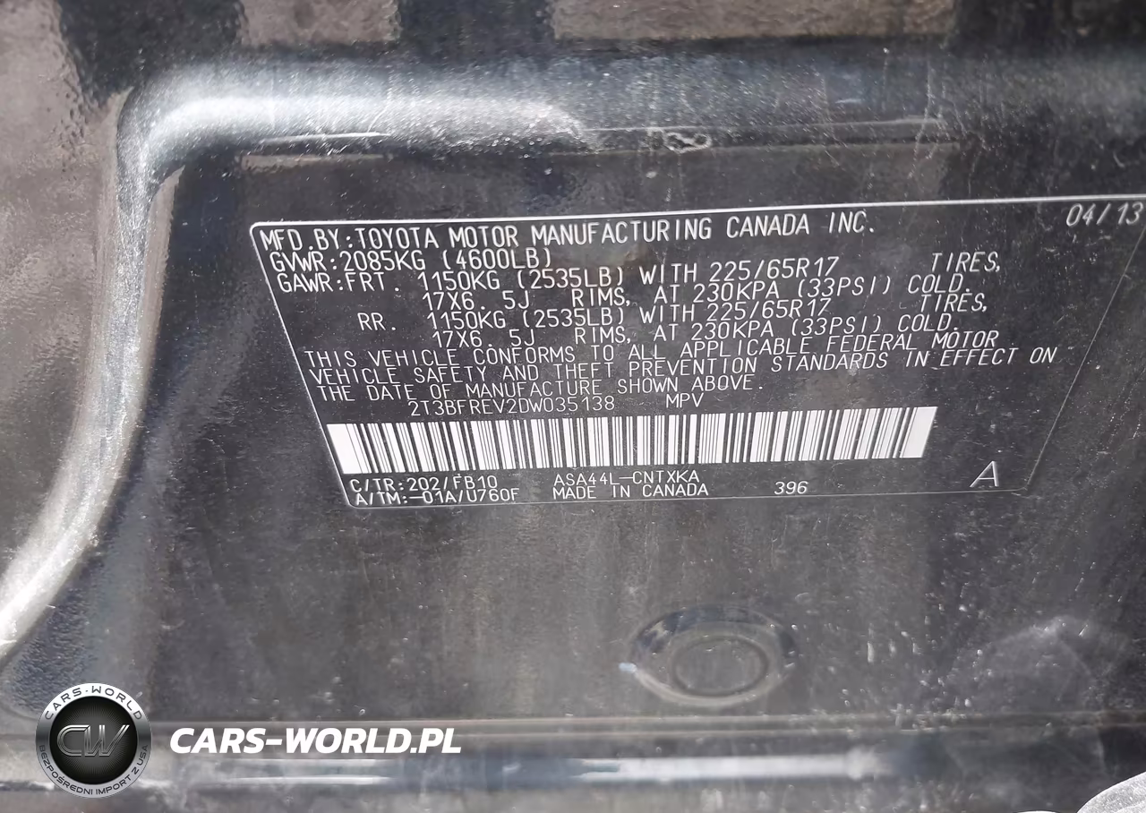 2013 Toyota Rav4 Le VIN:2T3BFREV2DW035138 - 9