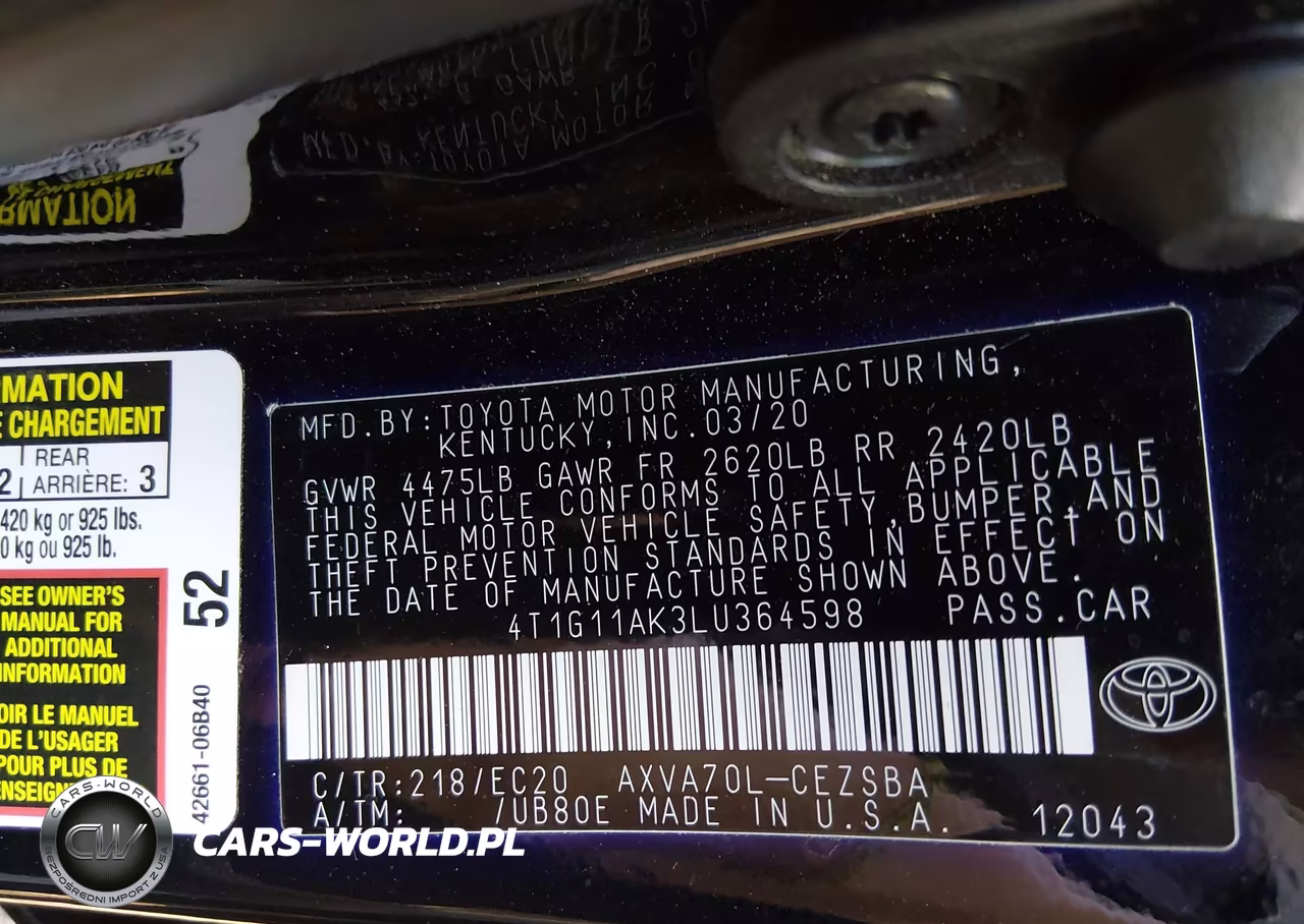 2020 Toyota Camry Se Nightshade Edition VIN:4T1G11AK3LU364598 - 9
