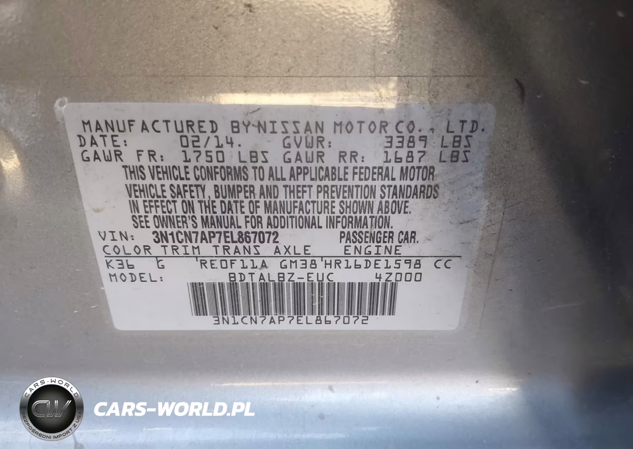 2014 Nissan Versa 1.6 Sv VIN:3N1CN7AP7EL867072 - 9