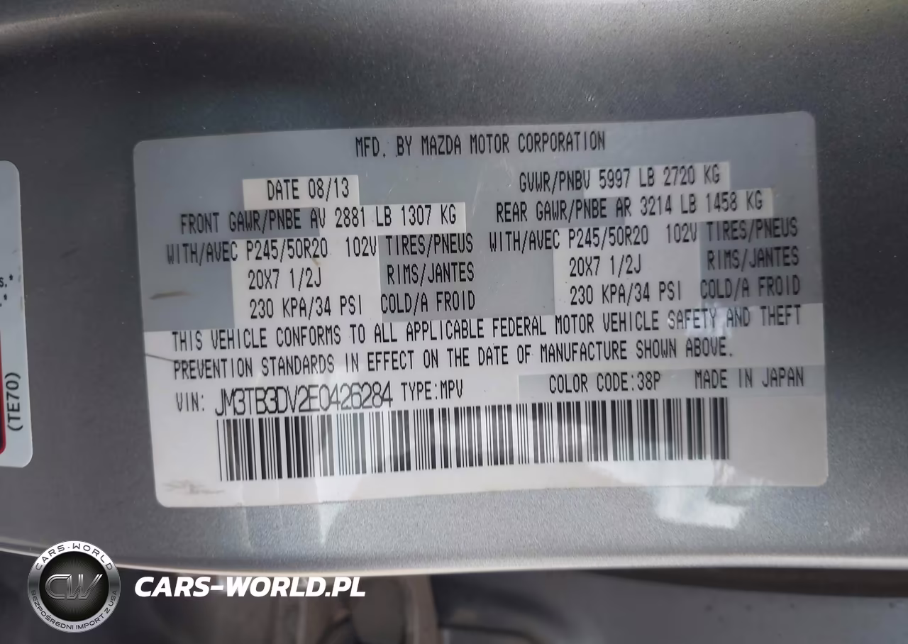 2014 Mazda Cx-9 Grand Touring VIN:JM3TB3DV2E0426284 - 9