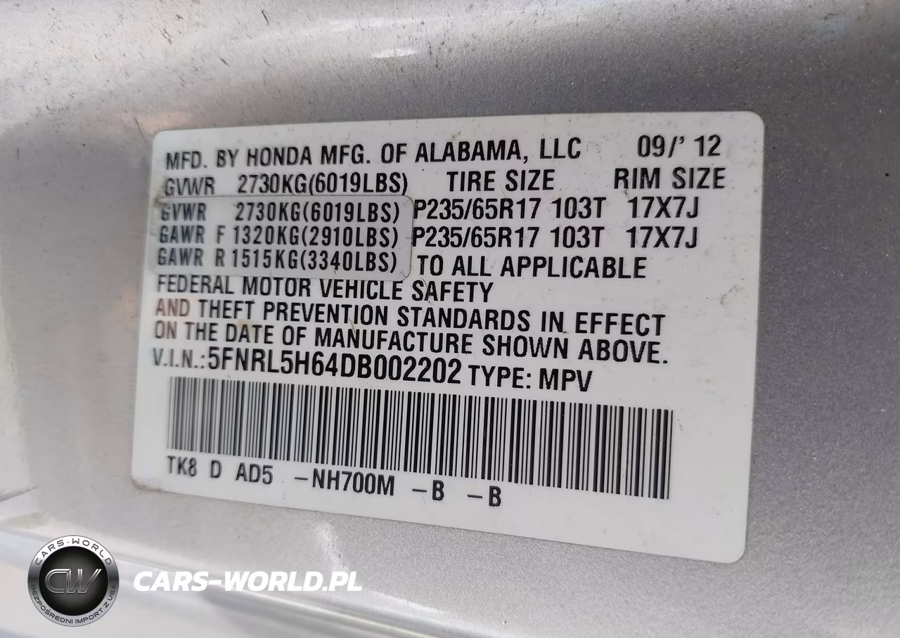 2013 Honda Odyssey Ex-L VIN:5FNRL5H64DB002202 - 9