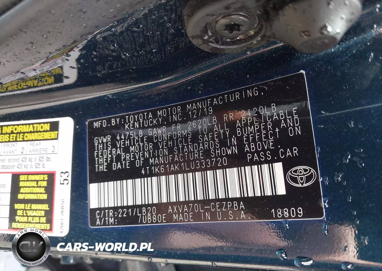 2020 Toyota Camry Xse VIN:4T1K61AK1LU333720 - 9