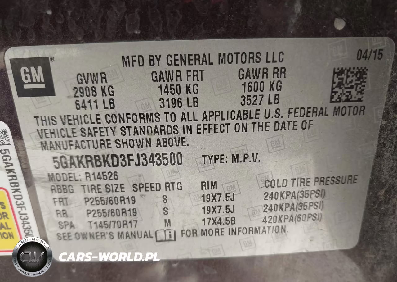 2015 Buick Enclave Leather VIN:5GAKRBKD3FJ343500 - 9