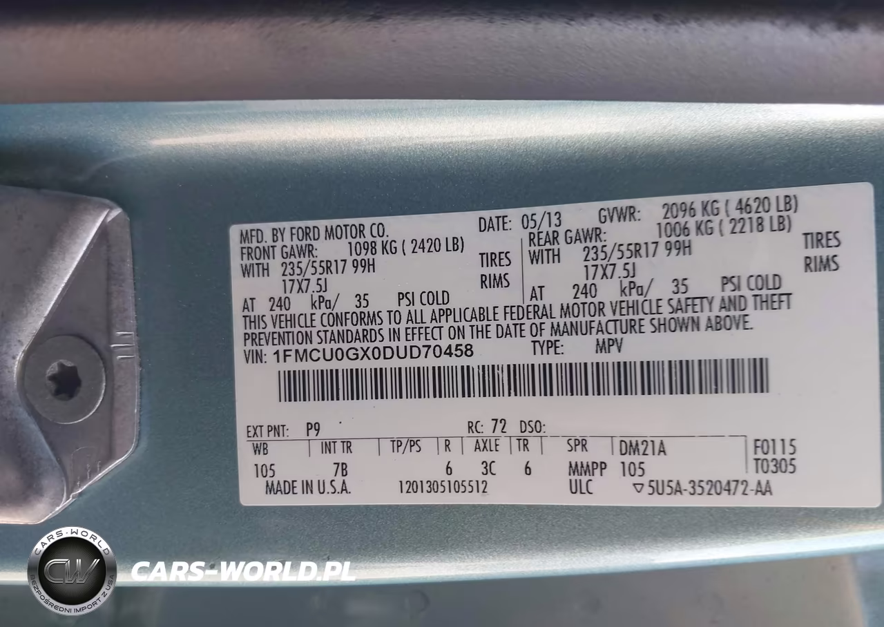 2013 Ford Escape Se VIN:1FMCU0GX0DUD70458 - 9