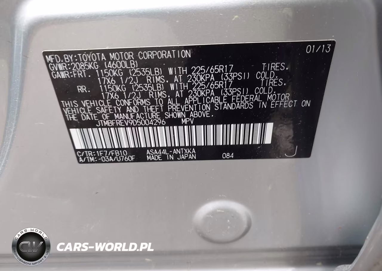 2013 Toyota Rav4 Le VIN:JTMBFREV9D5004296 - 9