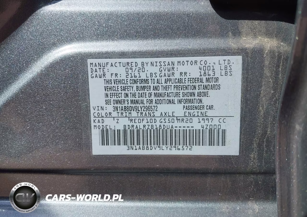 2020 Nissan Sentra Sr Xtronic Cvt VIN:3N1AB8DV9LY296572 - 9