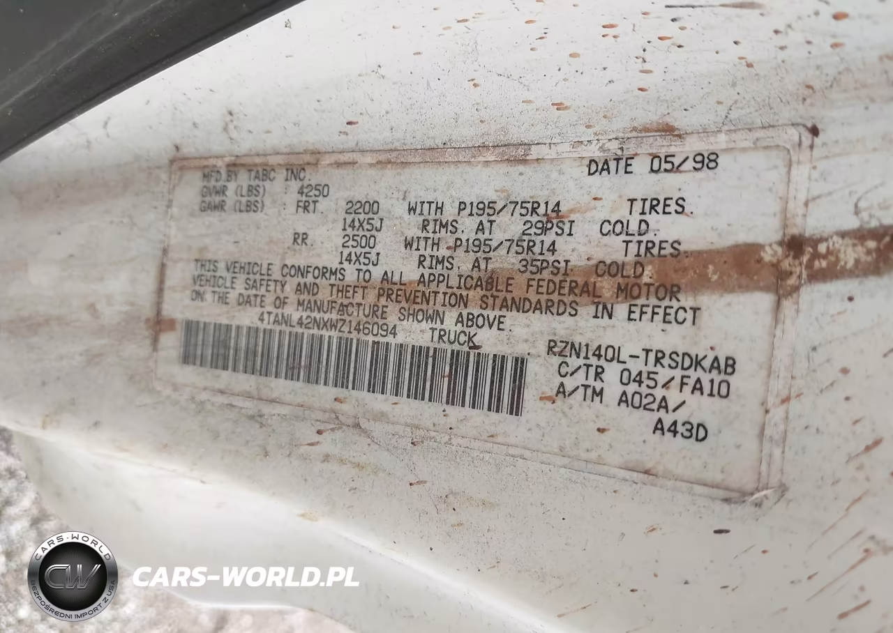 1998 Toyota Tacoma VIN:4TANL42NXWZ146094 - 9