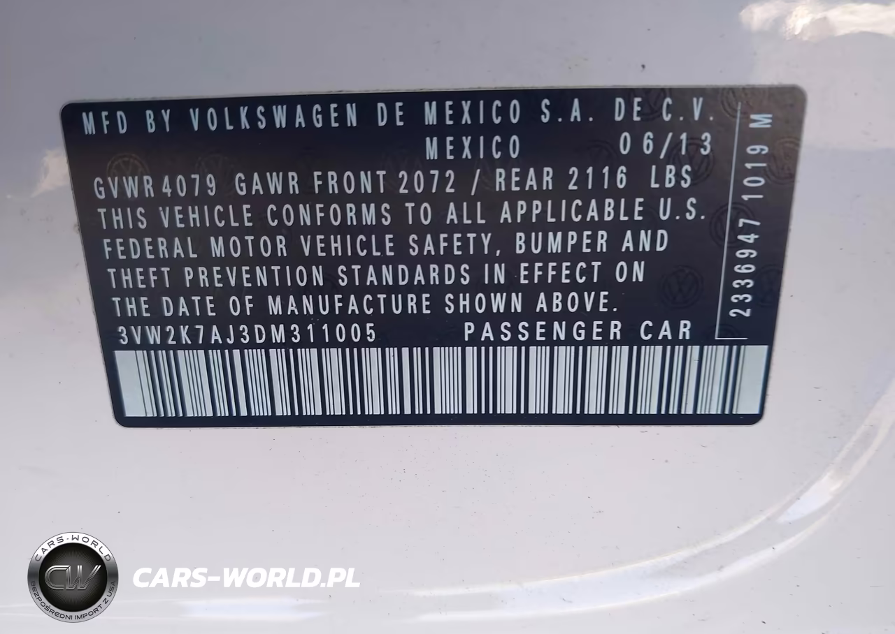 2013 Volkswagen Jetta 2.0L Base-2.0L S VIN:3VW2K7AJ3DM311005 - 9