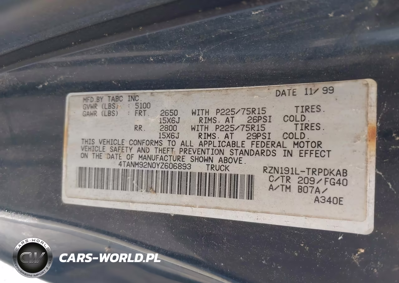 2000 Toyota Tacoma Prerunner VIN:4TANM92N0YZ606893 - 9