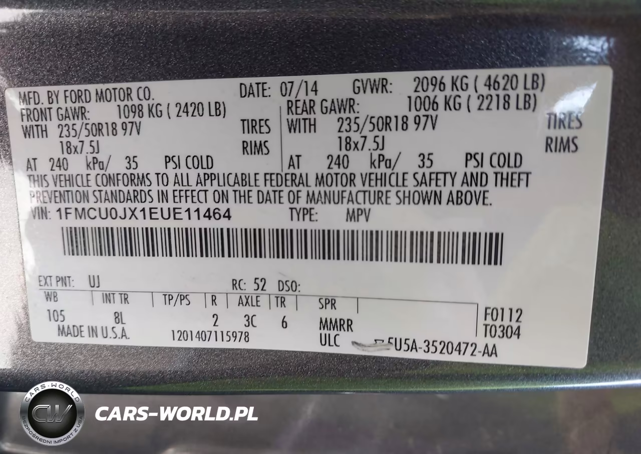 2014 Ford Escape Titanium VIN:1FMCU0JX1EUE11464 - 9
